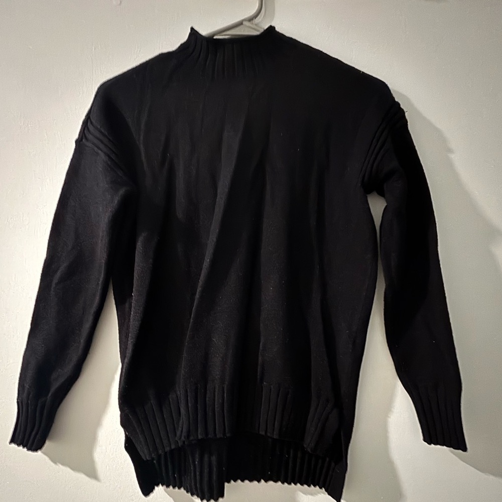 Black Mock Neck Long Sleeve Top